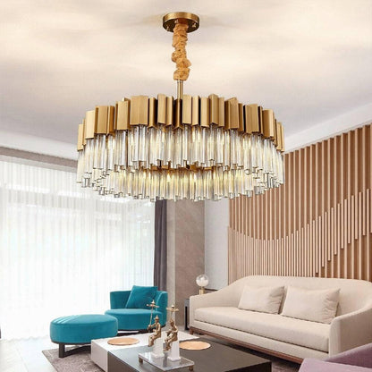 Milano Brushed Gold Crystal Chandelier - Zelno Lighting