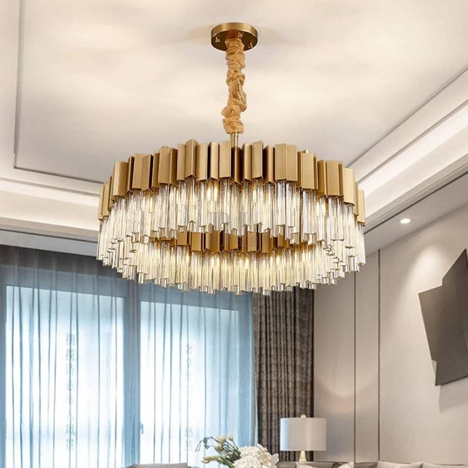 Milano Brushed Gold Crystal Chandelier - Zelno Lighting