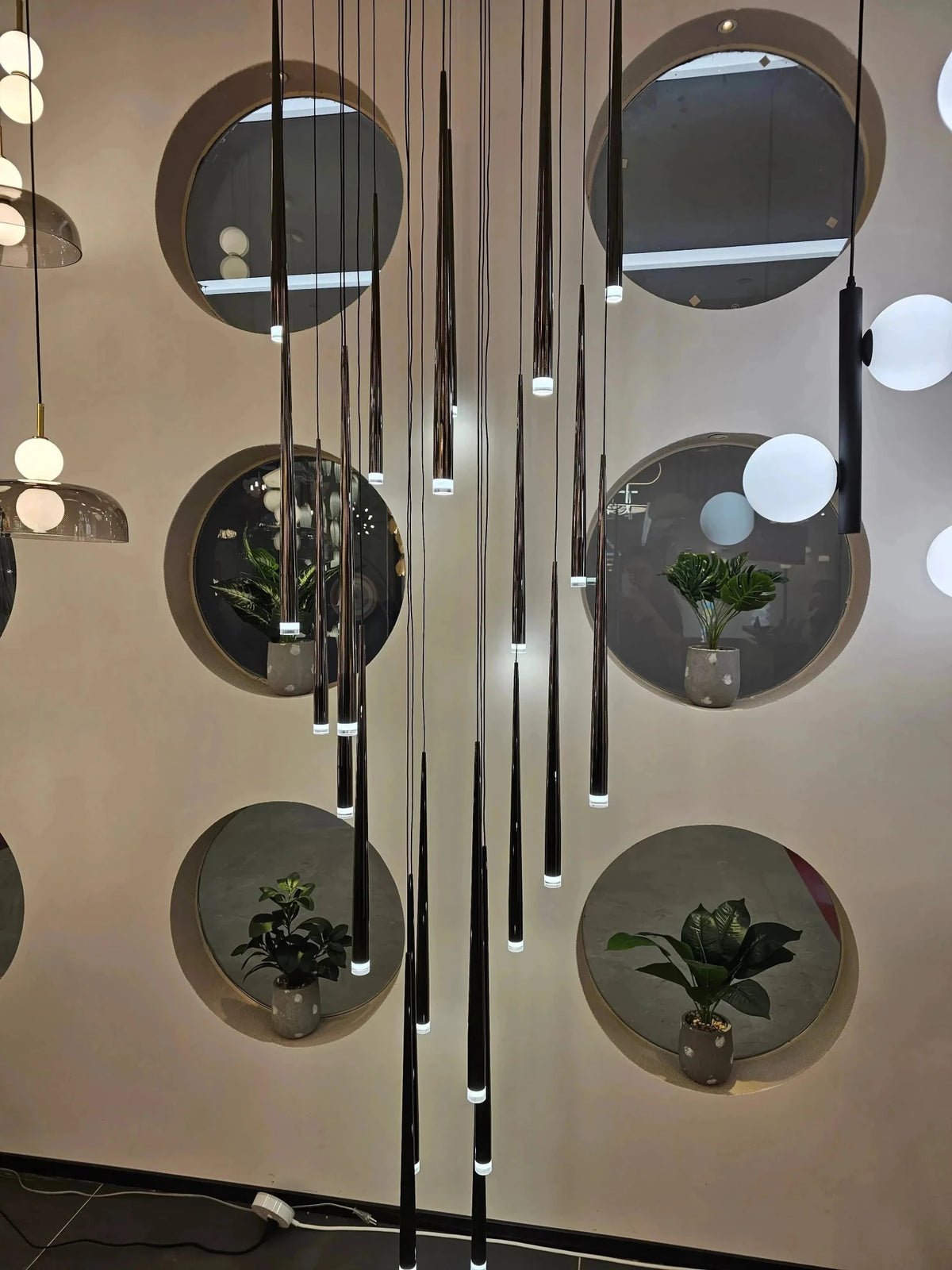 Minimalism Foyer Staircase Chandelier Ceiling Pendant Lighting Fixture For Living Room Entryway In Gold/ Black Finish - Zelno Lighting