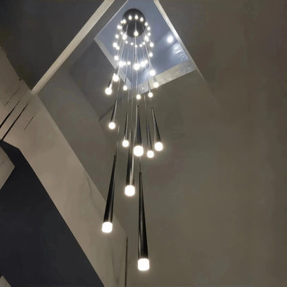 Minimalism Foyer Staircase Chandelier Ceiling Pendant Lighting Fixture For Living Room Entryway In Gold/ Black Finish - Zelno Lighting