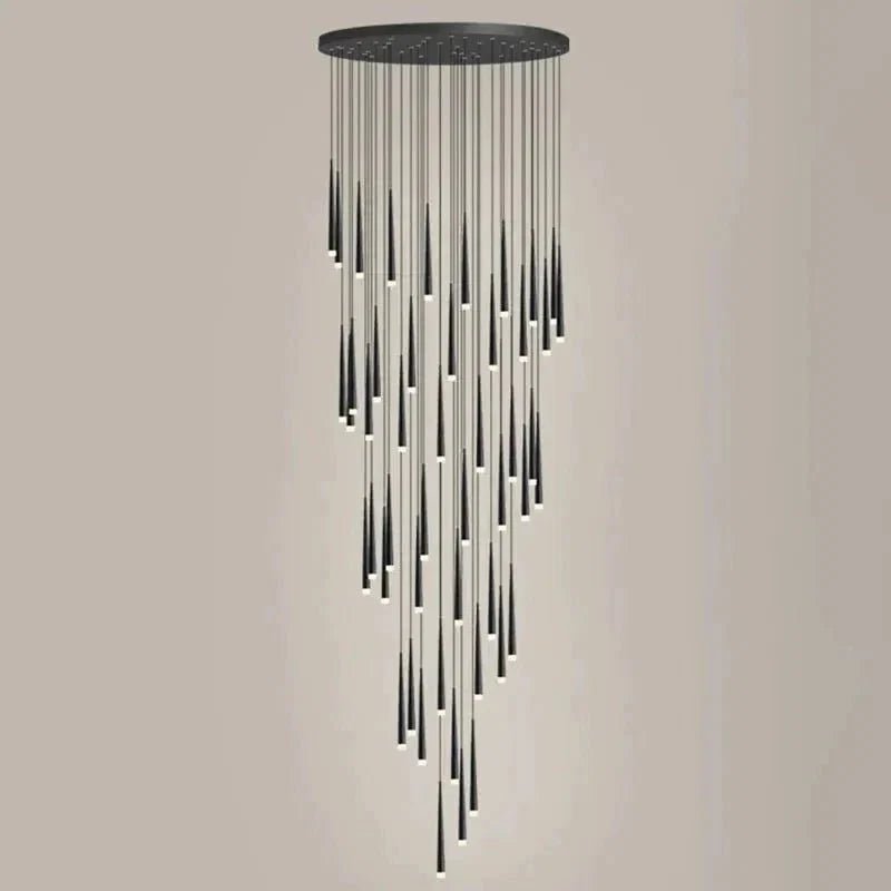 Minimalism Foyer Staircase Chandelier Ceiling Pendant Lighting Fixture For Living Room Entryway In Gold/ Black Finish - Zelno Lighting