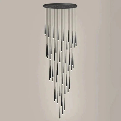 Minimalism Foyer Staircase Chandelier Ceiling Pendant Lighting Fixture For Living Room Entryway In Gold/ Black Finish - Zelno Lighting