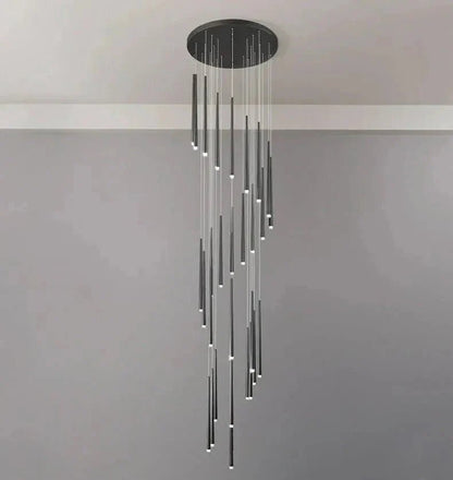 Minimalism Foyer Staircase Chandelier Ceiling Pendant Lighting Fixture For Living Room Entryway In Gold/ Black Finish - Zelno Lighting