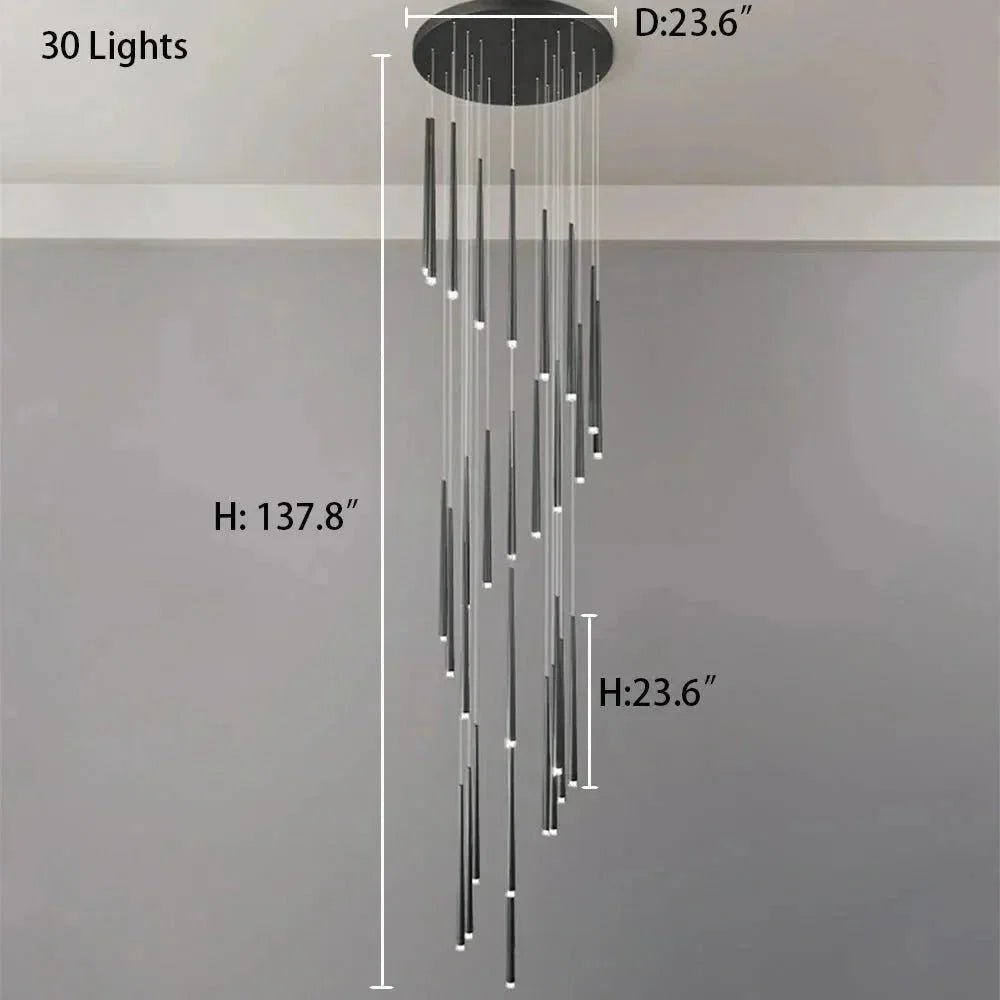 Minimalism Foyer Staircase Chandelier Ceiling Pendant Lighting Fixture For Living Room Entryway In Gold/ Black Finish - Zelno Lighting