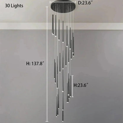 Minimalism Foyer Staircase Chandelier Ceiling Pendant Lighting Fixture For Living Room Entryway In Gold/ Black Finish - Zelno Lighting
