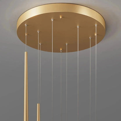 Minimalism Foyer Staircase Chandelier Ceiling Pendant Lighting Fixture For Living Room Entryway In Gold/ Black Finish - Zelno Lighting