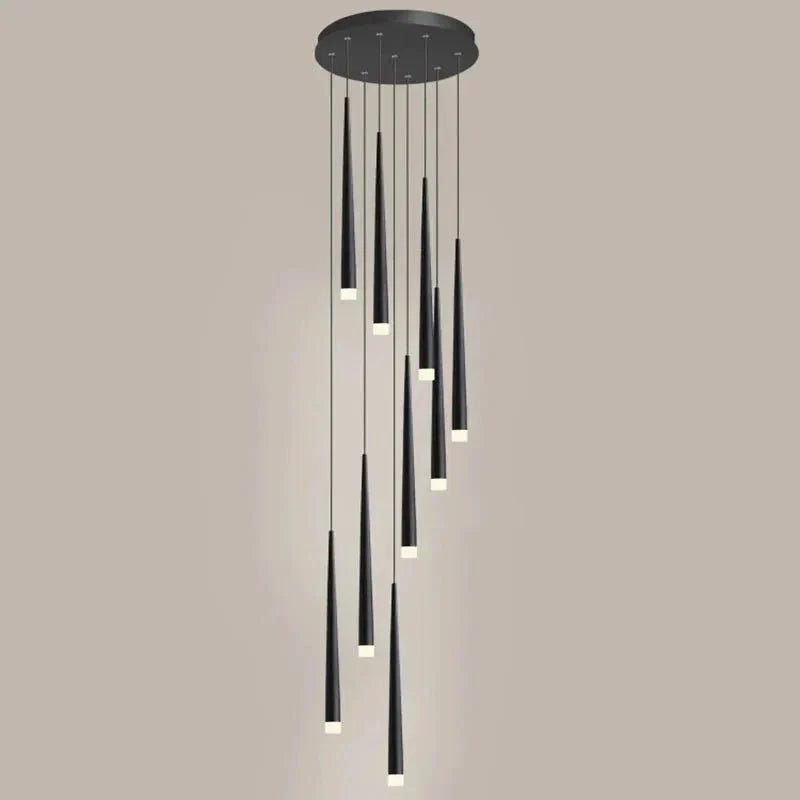 Minimalism Foyer Staircase Chandelier Ceiling Pendant Lighting Fixture For Living Room Entryway In Gold/ Black Finish - Zelno Lighting