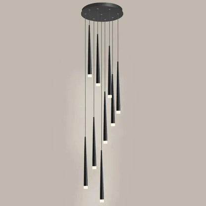 Minimalism Foyer Staircase Chandelier Ceiling Pendant Lighting Fixture For Living Room Entryway In Gold/ Black Finish - Zelno Lighting