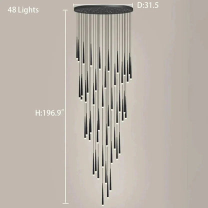 Minimalism Foyer Staircase Chandelier Ceiling Pendant Lighting Fixture For Living Room Entryway In Gold/ Black Finish - Zelno Lighting