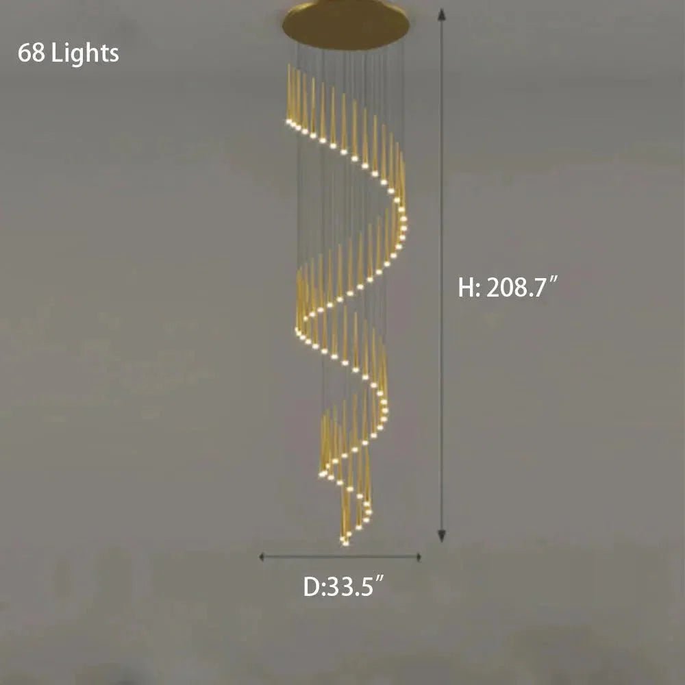 Minimalism Foyer Staircase Chandelier Ceiling Pendant Lighting Fixture For Living Room Entryway In Gold/ Black Finish - Zelno Lighting