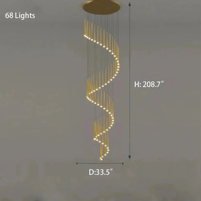 Minimalism Foyer Staircase Chandelier Ceiling Pendant Lighting Fixture For Living Room Entryway In Gold/ Black Finish - Zelno Lighting