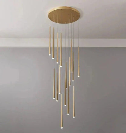 Minimalism Foyer Staircase Chandelier Ceiling Pendant Lighting Fixture For Living Room Entryway In Gold/ Black Finish - Zelno Lighting