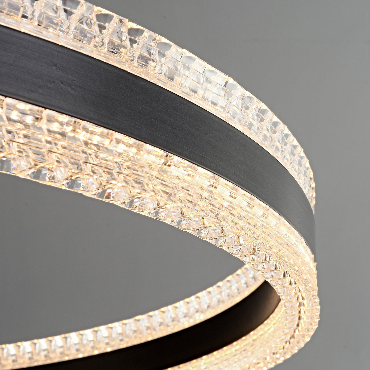 Minimalist Ring Up Down Luminous Stone Pattern Acrylic Led Chandelier - Zelno