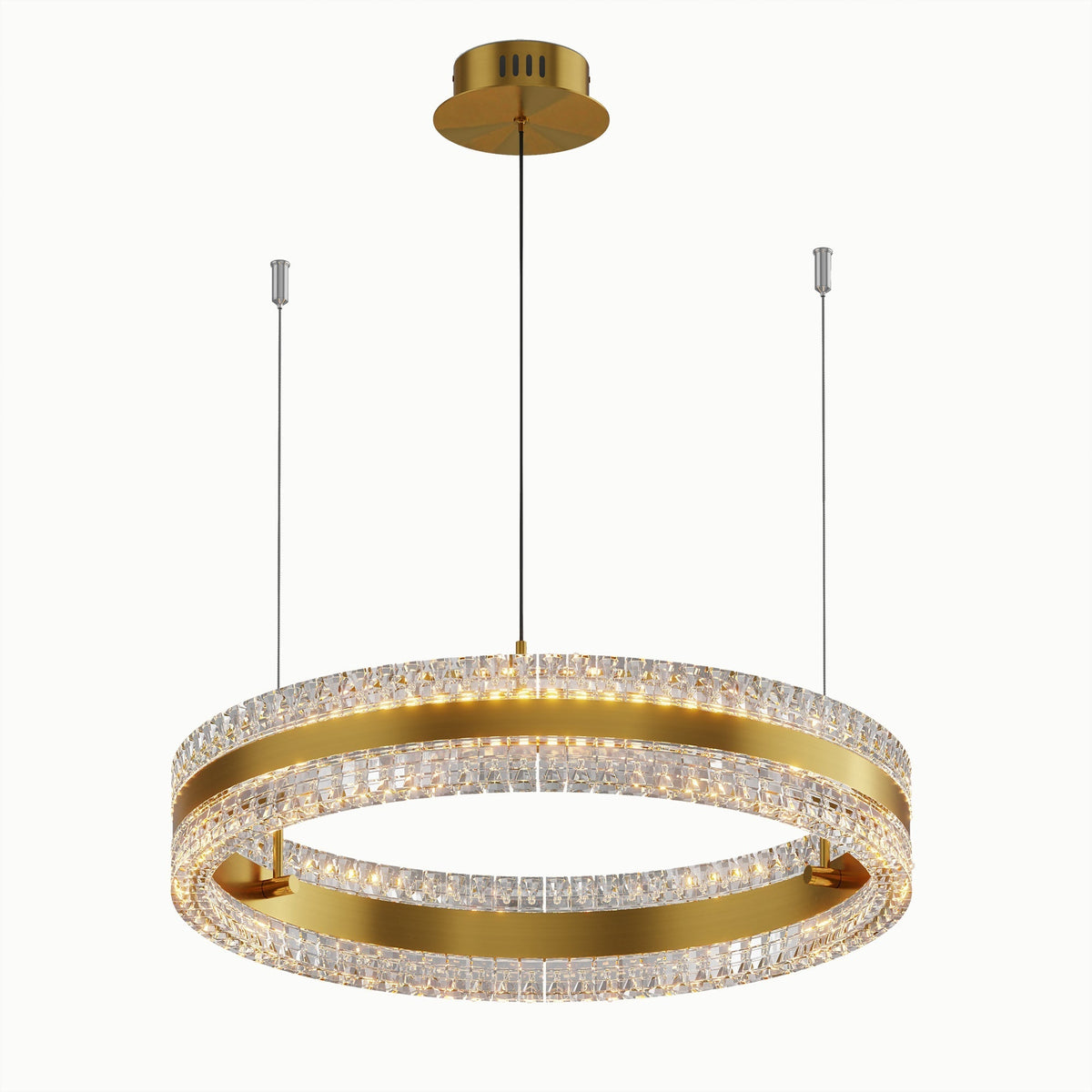 Minimalist Ring Up Down Luminous Stone Pattern Acrylic Led Chandelier - Zelno