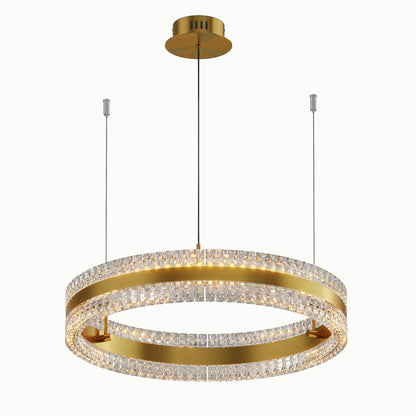 Minimalist Ring Up Down Luminous Stone Pattern Acrylic Led Chandelier - Zelno
