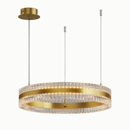 Minimalist Ring Up Down Luminous Stone Pattern Acrylic Led Chandelier - Zelno