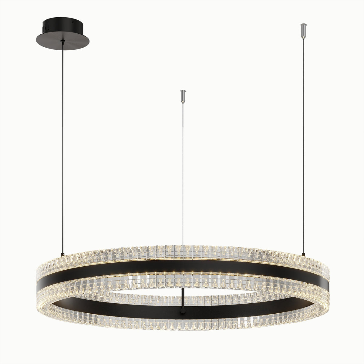 Minimalist Ring Up Down Luminous Stone Pattern Acrylic Led Chandelier - Zelno