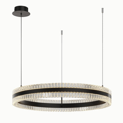 Minimalist Ring Up Down Luminous Stone Pattern Acrylic Led Chandelier - Zelno