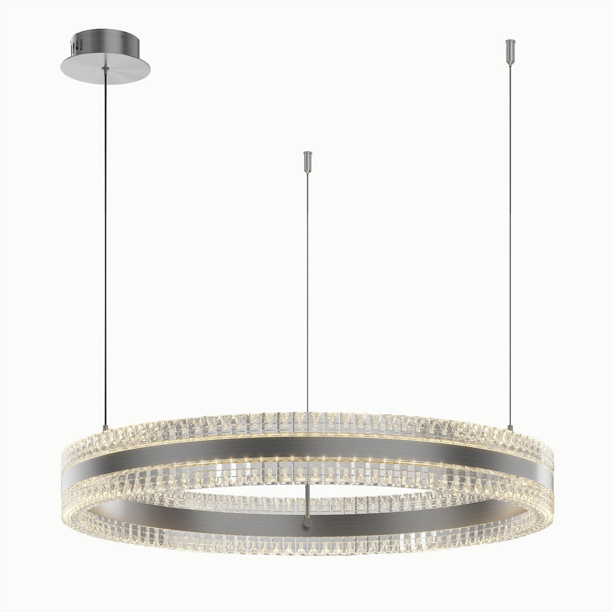 Minimalist Ring Up Down Luminous Stone Pattern Acrylic Led Chandelier - Zelno