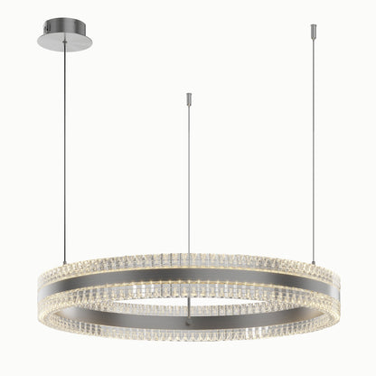 Minimalist Ring Up Down Luminous Stone Pattern Acrylic Led Chandelier - Zelno