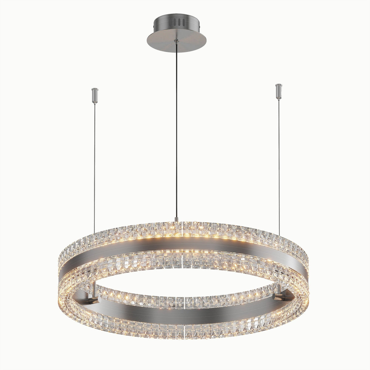 Minimalist Ring Up Down Luminous Stone Pattern Acrylic Led Chandelier - Zelno