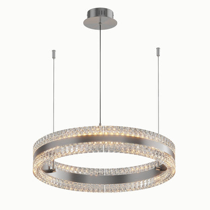 Minimalist Ring Up Down Luminous Stone Pattern Acrylic Led Chandelier - Zelno