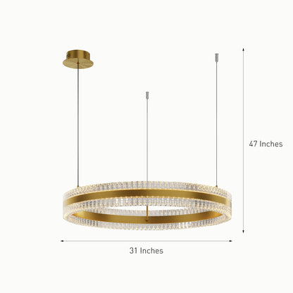 Minimalist Ring Up Down Luminous Stone Pattern Acrylic Led Chandelier - Zelno