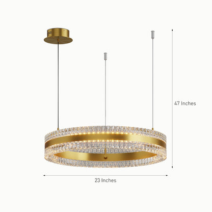 Minimalist Ring Up Down Luminous Stone Pattern Acrylic Led Chandelier - Zelno