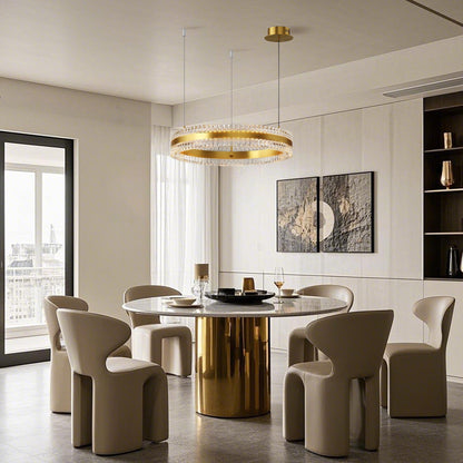 Minimalist Ring Up Down Luminous Stone Pattern Acrylic Led Chandelier - Zelno