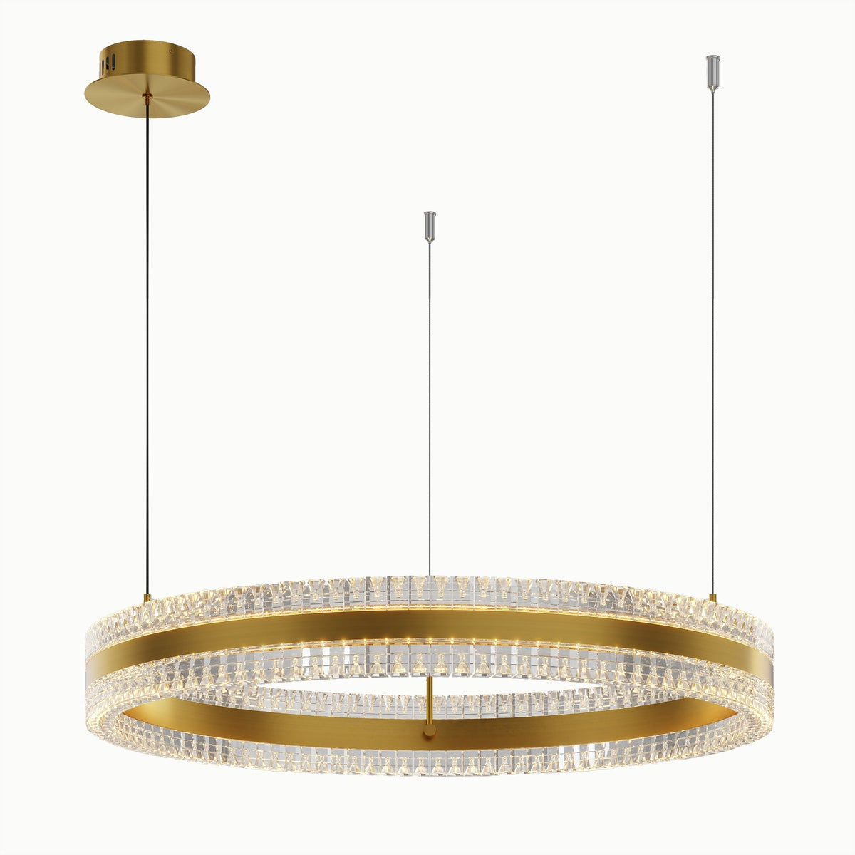 Minimalist Ring Up Down Luminous Stone Pattern Acrylic Led Chandelier - Zelno