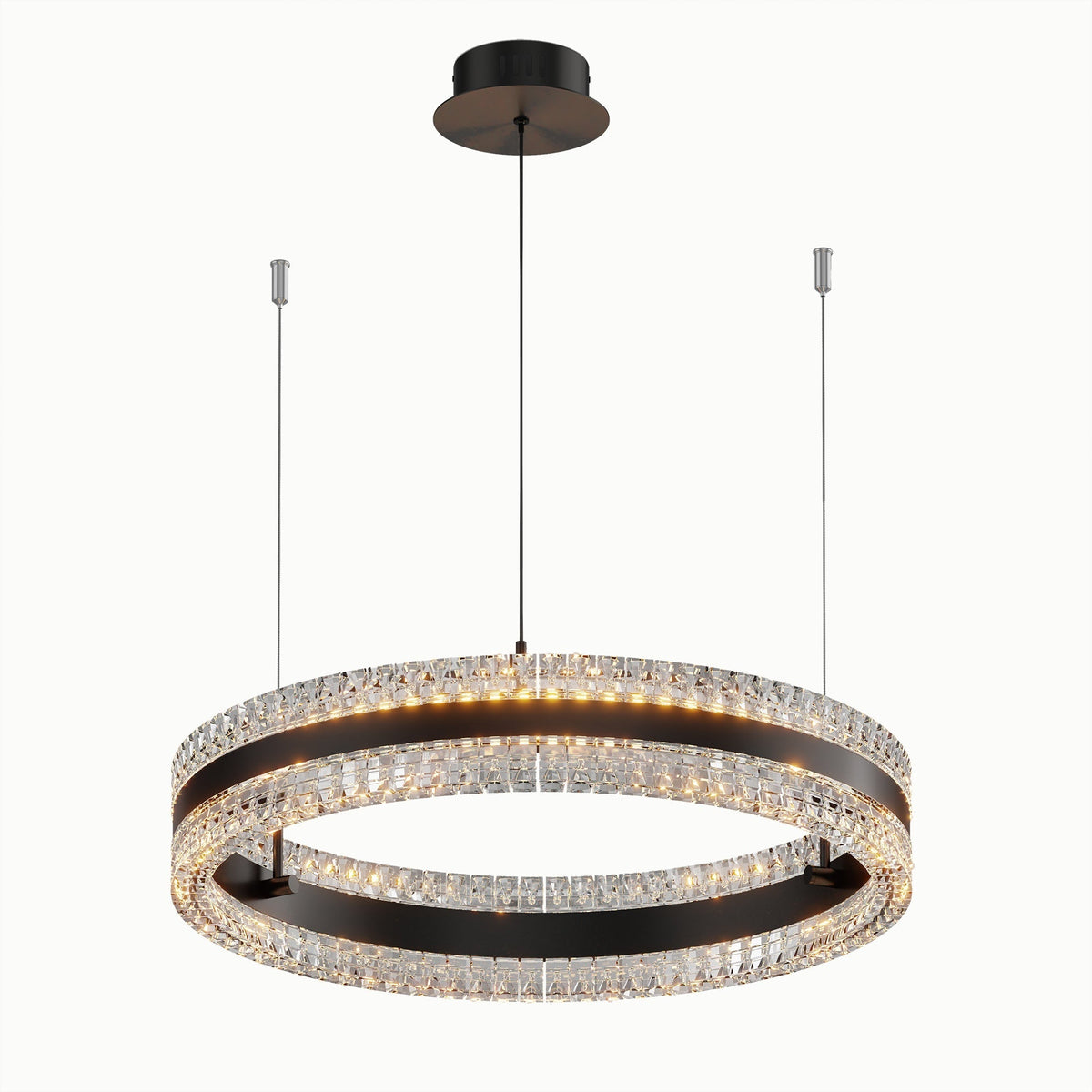 Minimalist Ring Up Down Luminous Stone Pattern Acrylic Led Chandelier - Zelno