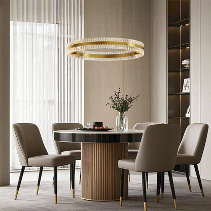 Minimalist Ring Up Down Luminous Stone Pattern Acrylic Led Chandelier - Zelno