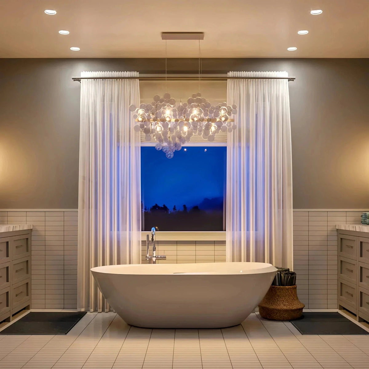 Mirella Trento Clustered Glass Linear Chandelier - Zelno Lighting