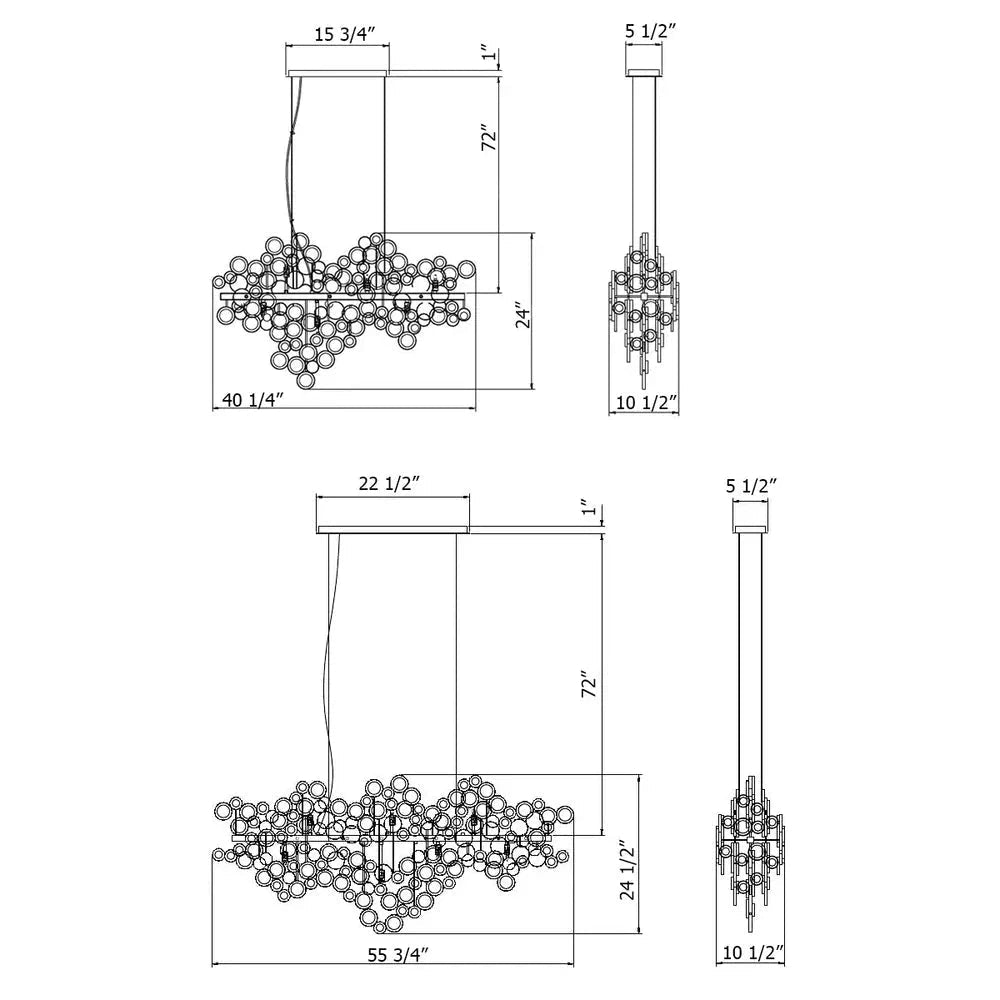 Mirella Trento Clustered Glass Linear Chandelier - Zelno Lighting