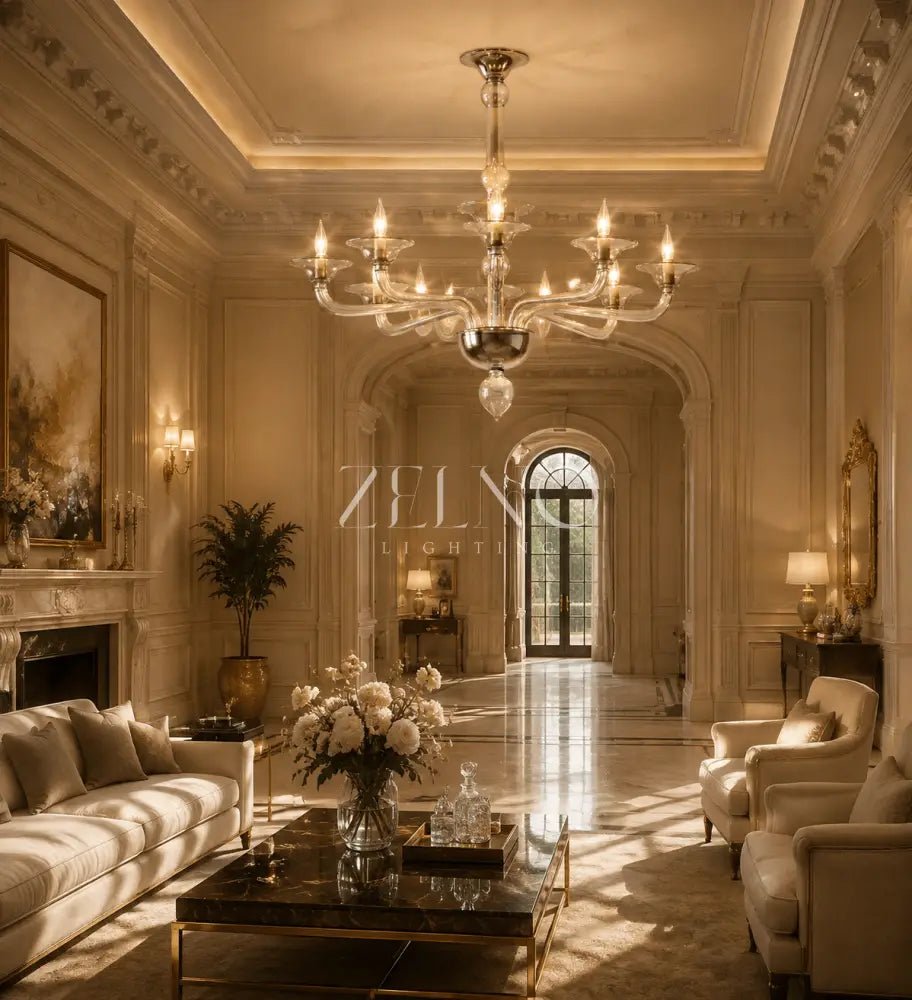 Mirellan Smoke Glass Round Chandelier - Zelno