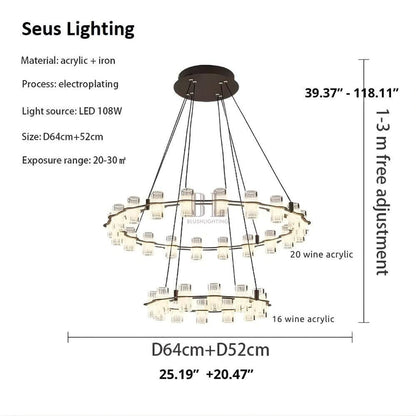 Misty 2-Layer Ring Modern Retro Chandelier - Zelno Lighting