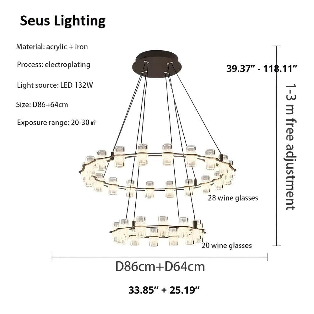 Misty 2-Layer Ring Modern Retro Chandelier - Zelno Lighting