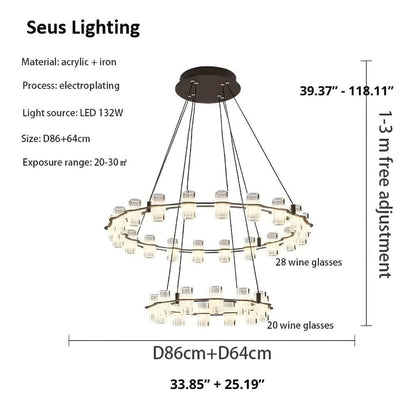 Misty 2-Layer Ring Modern Retro Chandelier - Zelno Lighting