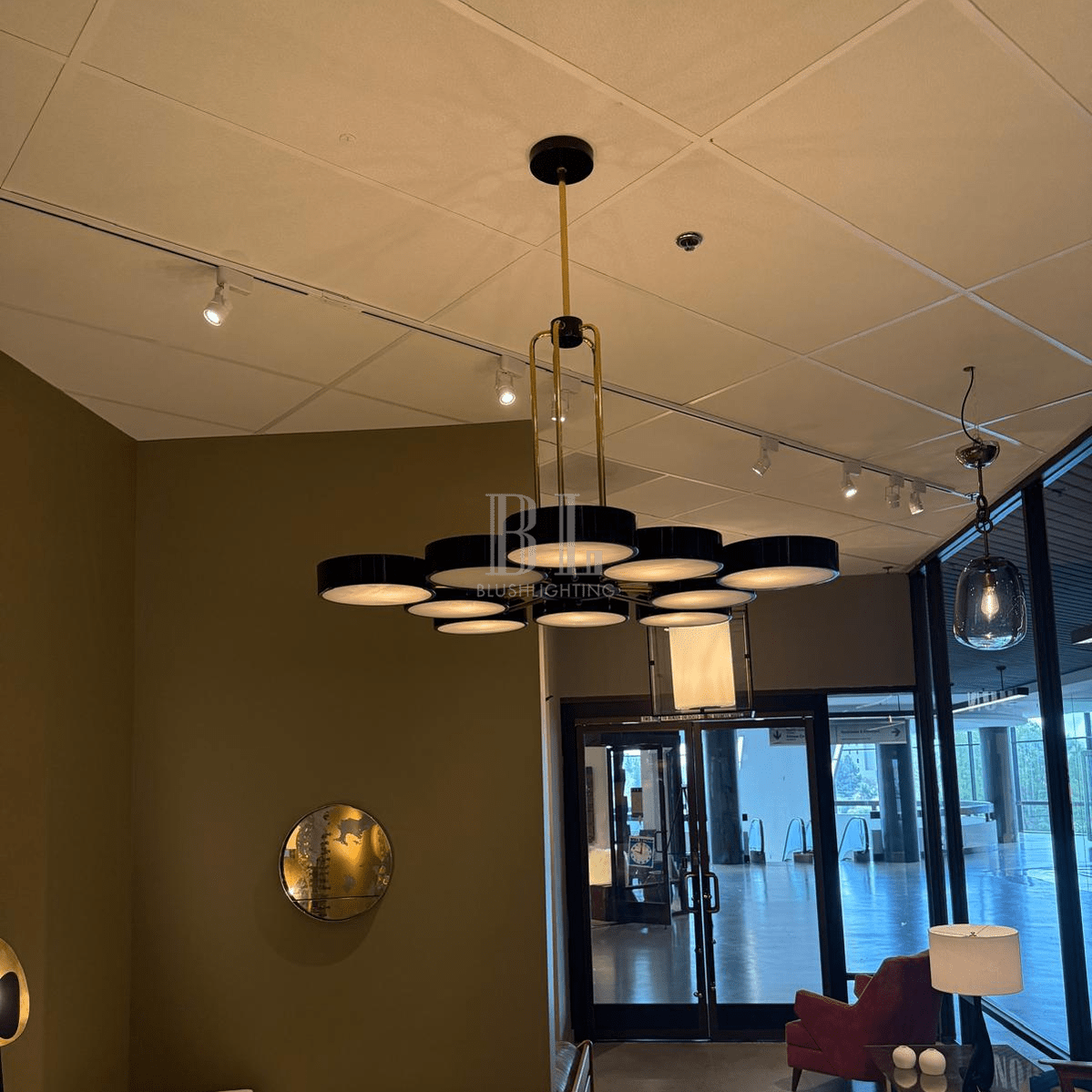 Modern 10-Light Round Alabaster Cluster Chandelier for Low-ceiling - Zelno Lighting