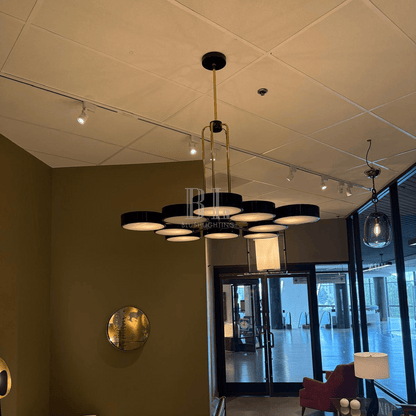 Modern 10-Light Round Alabaster Cluster Chandelier for Low-ceiling - Zelno Lighting