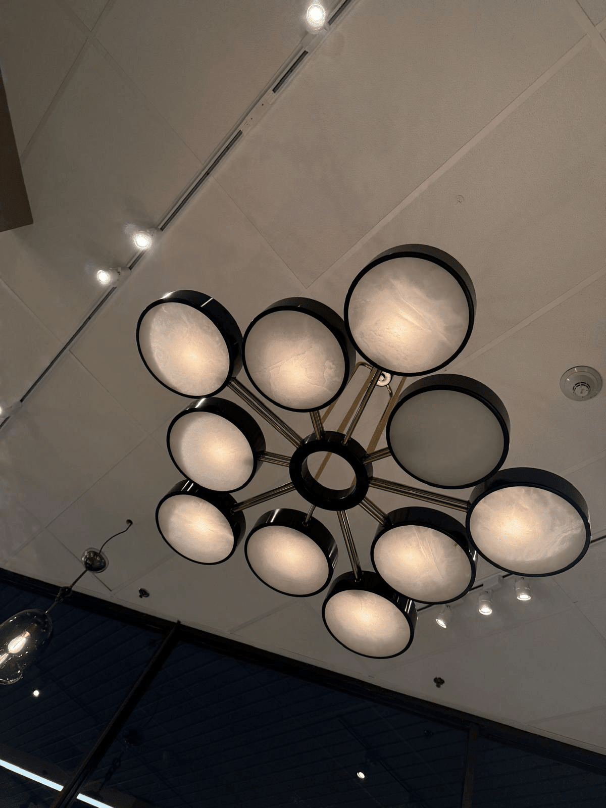 Modern 10-Light Round Alabaster Cluster Chandelier for Low-ceiling - Zelno Lighting