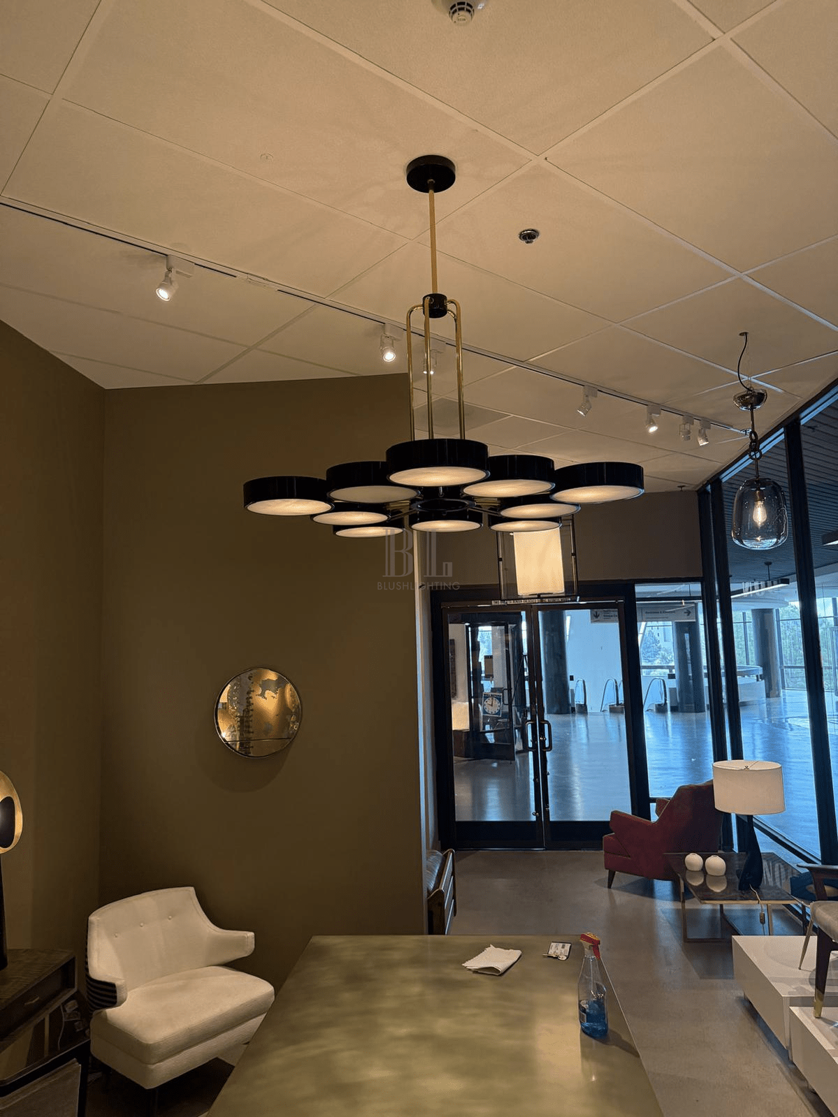 Modern 10-Light Round Alabaster Cluster Chandelier for Low-ceiling - Zelno Lighting