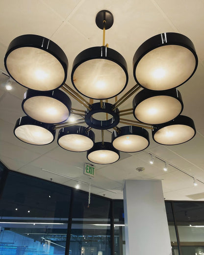 Modern 10-Light Round Alabaster Cluster Chandelier for Low-ceiling - Zelno Lighting