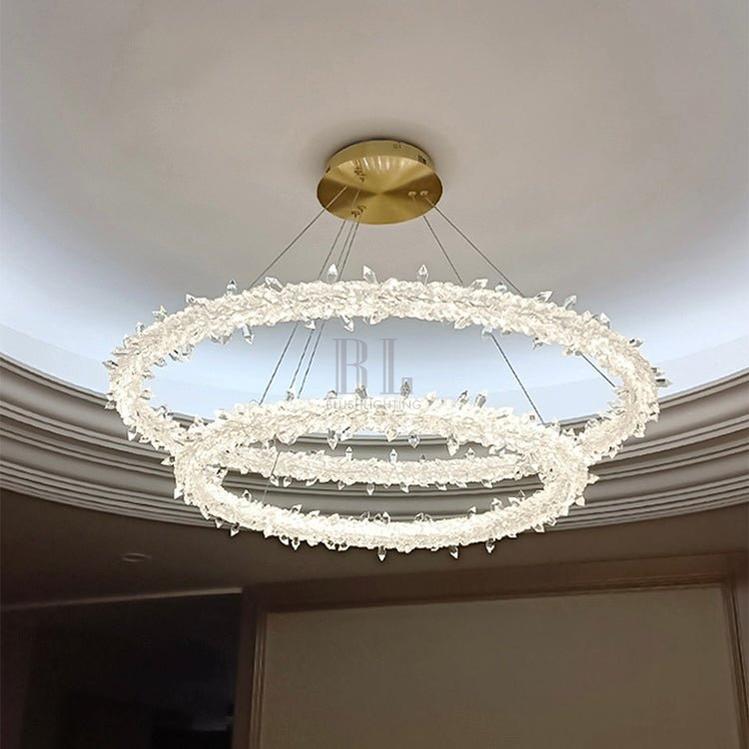Modern 3-Ring Halo Crystal Chandelier for Living Room/Bedroom - Zelno Lighting