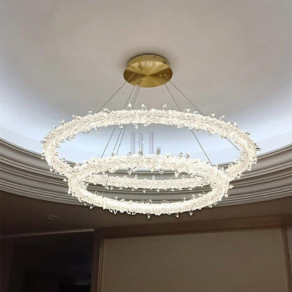 Modern 3-Ring Halo Crystal Chandelier for Living Room/Bedroom - Zelno Lighting