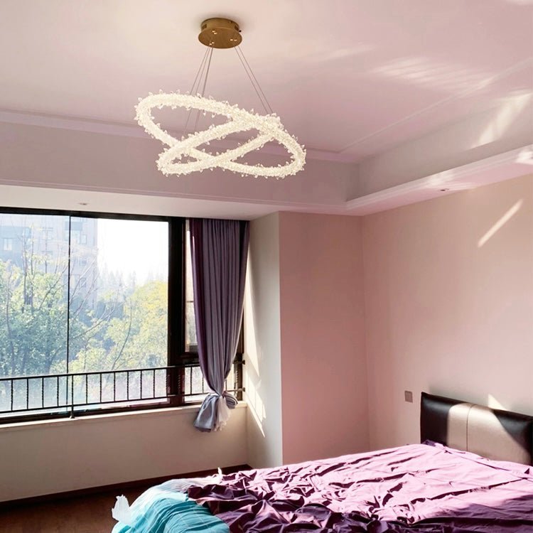 Modern 3-Ring Halo Crystal Chandelier for Living Room/Bedroom - Zelno Lighting