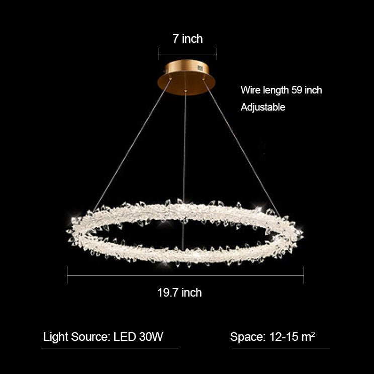 Modern 3-Ring Halo Crystal Chandelier for Living Room/Bedroom - Zelno Lighting