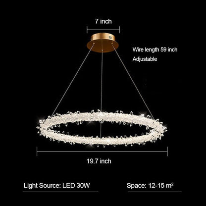 Modern 3-Ring Halo Crystal Chandelier for Living Room/Bedroom - Zelno Lighting