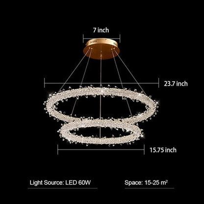 Modern 3-Ring Halo Crystal Chandelier for Living Room/Bedroom - Zelno Lighting