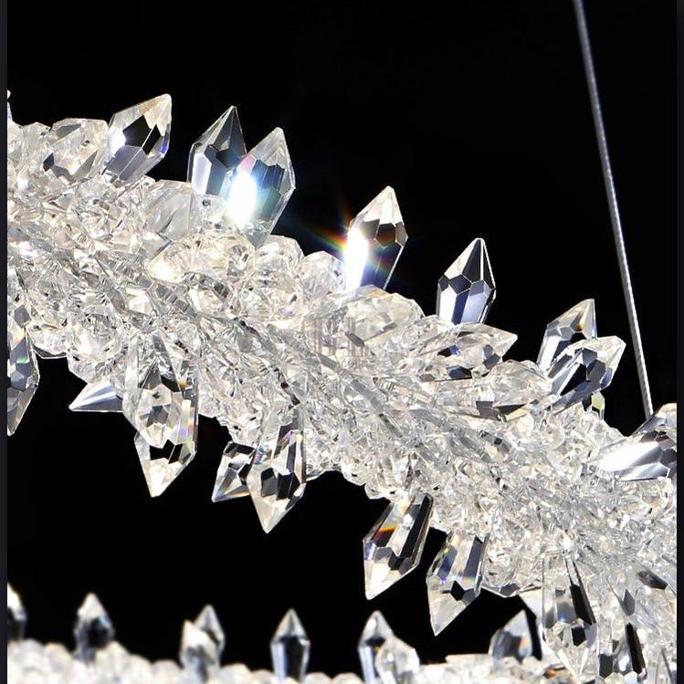 Modern 3-Ring Halo Crystal Chandelier for Living Room/Bedroom - Zelno Lighting